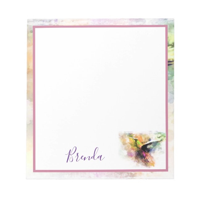 Watercolor hummingbird  notepad (Front)