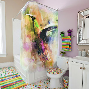 Watercolor hummingbird shower curtain