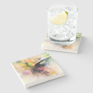 Watercolor hummingbird  stone coaster