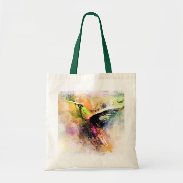 Watercolor hummingbird  tote bag (Front)