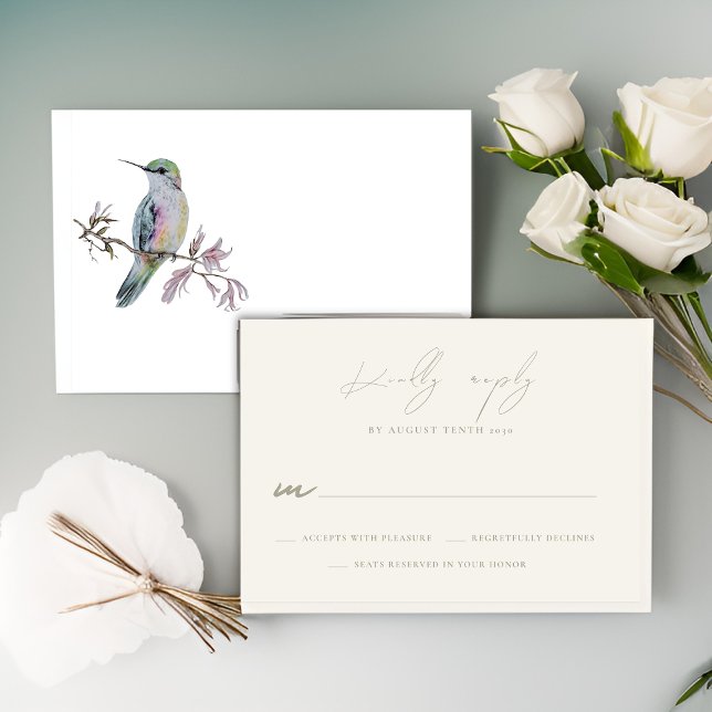 Watercolor Hummingbird Wedding RSVP Response Card (Creator Uploaded)