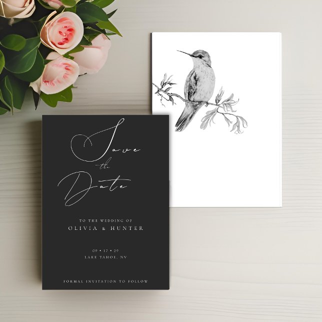 Watercolor Hummingbird Wedding Save the Date Card (Creator Uploaded)