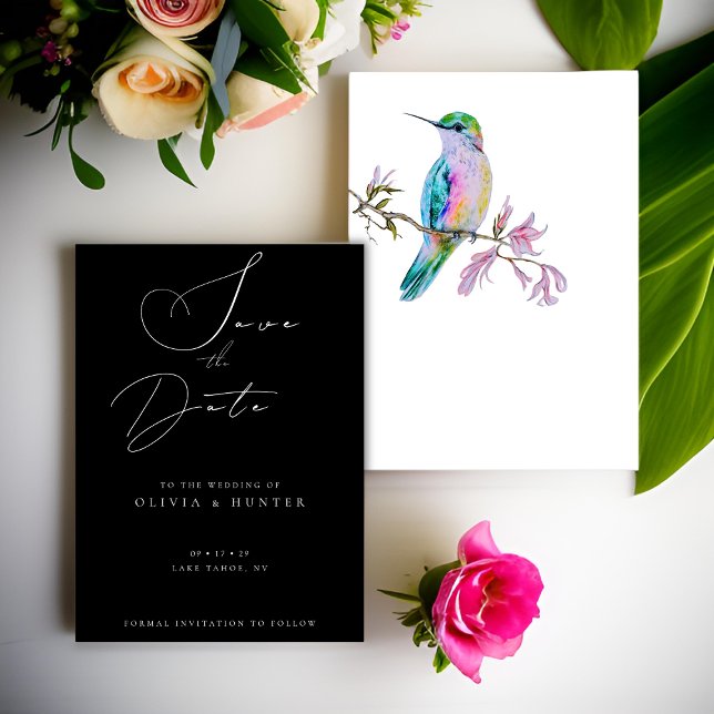 Watercolor Hummingbird Wedding Save the Date Card (Creator Uploaded)