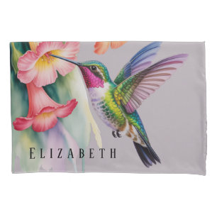 Watercolor Hummingbird with Florals Pillowcase