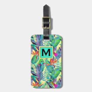 Watercolor Hummingbirds In The Jungle Monogram Luggage Tag