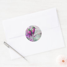 Watercolor Hummingbirds with Pink Spring Flowers