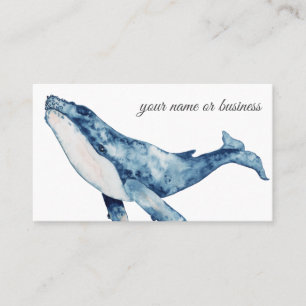 Watercolor Humpback Whale on White Bkg Beach Business Card