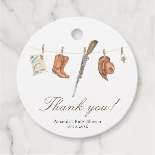 Watercolor Hunter Baby Shower Thank you Favour Tags