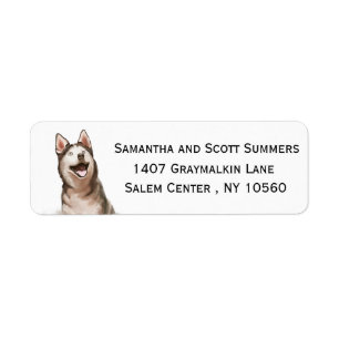 Watercolor Husky Malamute Dog Return Address Return Address Label