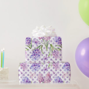 Watercolor Hyacinth Glitter Pattern Wrapping Paper