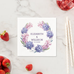 Watercolor Hyacinth Wreath Paper Napkin