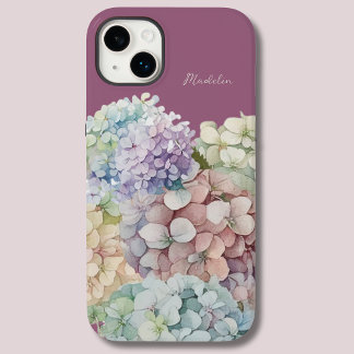 Watercolor Hydrangea Antique Fuchsia Personalised Case-Mate iPhone 14 Plus Case