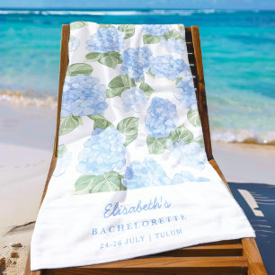 Watercolor Hydrangea Bachelorette Beach Towel