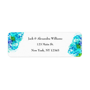 Watercolor Hydrangea Blue Floral return address Label
