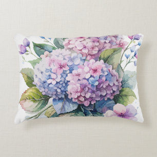  Watercolor Hydrangea Bouquet Throw Pillow Cushion