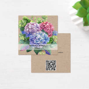 Watercolor Hydrangea Business Cards - kraft paper