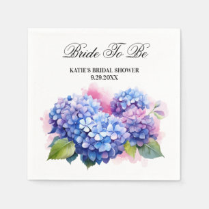 Watercolor Hydrangea Floral Bridal Shower Napkin