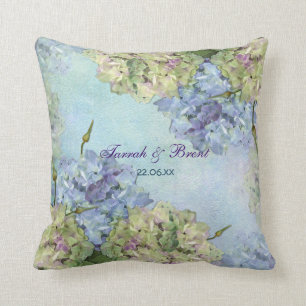 Watercolor Hydrangea Floral Cushion