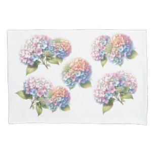 Watercolor Hydrangea Floral Pattern  Pillowcase