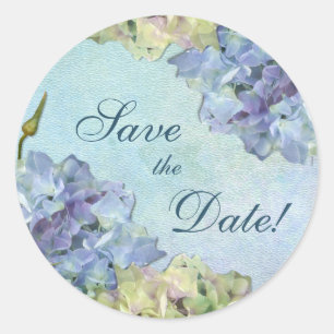 Watercolor Hydrangea Floral -  Save the Date Classic Round Sticker