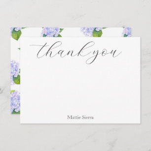 Watercolor Hydrangea Flower Pattern Thank You Card