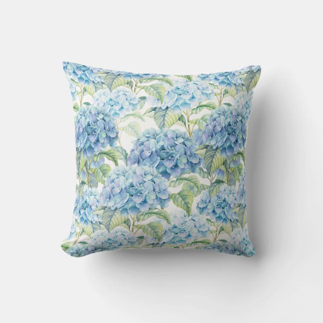 Watercolor Hydrangea Flowers Cushion (Front)