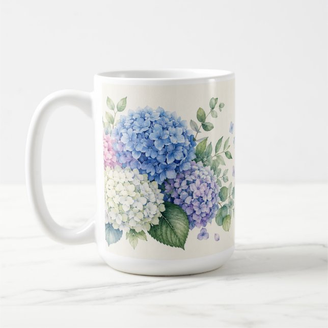 Watercolor Hydrangea Garden  Coffee Mug (Left)