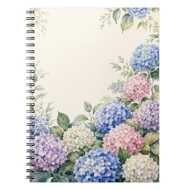 Watercolor Hydrangea Garden  Notebook (Front)