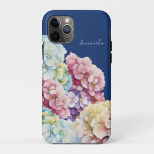 Watercolor Hydrangea Personalised Blue iPhone 11 Pro Case