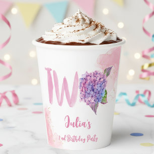 Watercolor hydrangea second Birthday Paper Cups