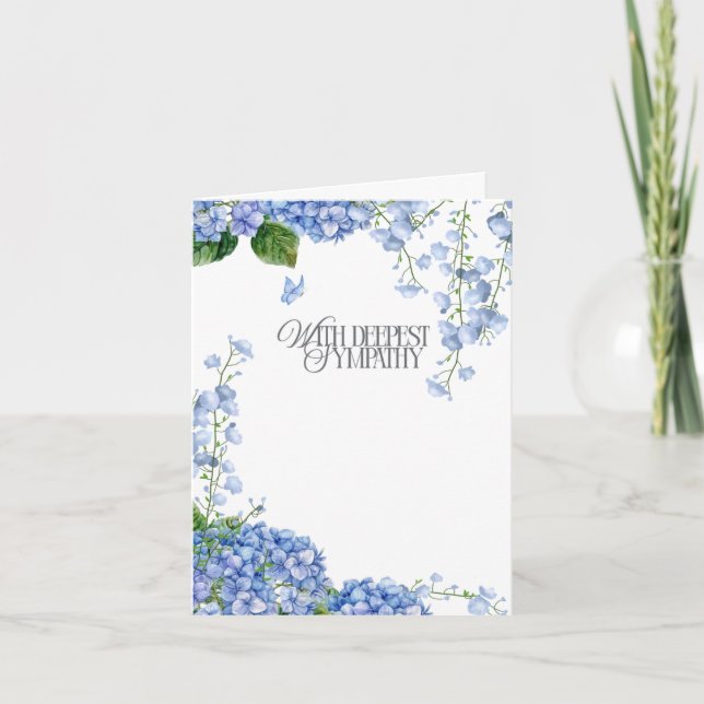 Watercolor Hydrangea Sympathy Condolence Card (Front)
