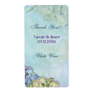 Watercolor Hydrangea - Wine Label Medium