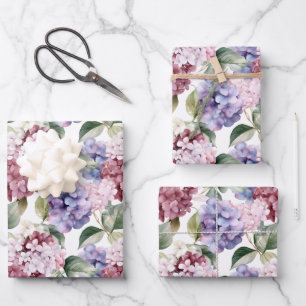 Watercolor Hydrangea Wrapping Paper Sheet