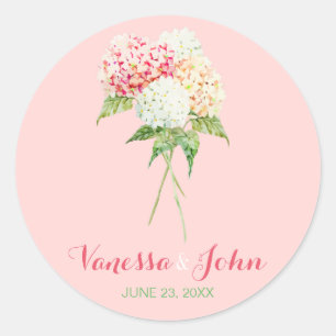 Watercolor Hydrangeas Any Colour Background Classic Round Sticker