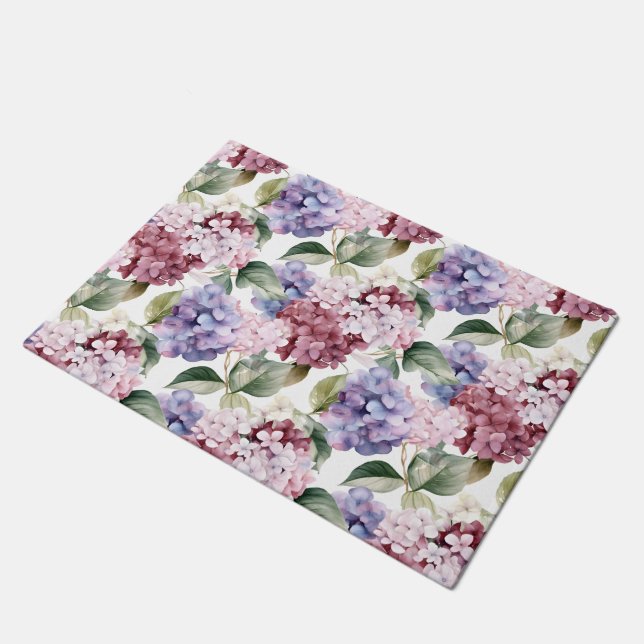 Watercolor Hydrangeas Doormat (Angled)