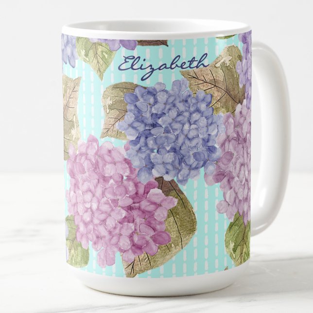 Watercolor Hydrangeas Floral Custom Name Mug (Creator Uploaded)