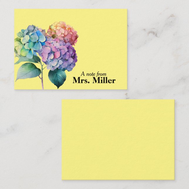 Watercolor Hydrangeas Personalised Note Card (Front/Back)