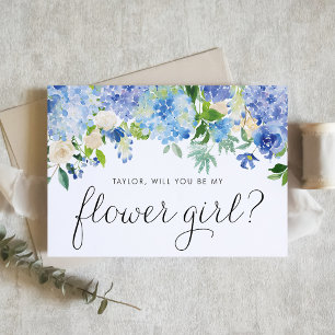 Watercolor Hydrangeas Will You Be My Flower Girl Invitation Postcard