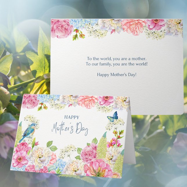 Watercolor Hydranges Peonies Mother's Day Holiday Card (Creator Uploaded)