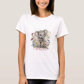 Watercolor, I Love Elephants T-Shirt
