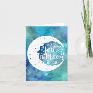Watercolor - I love you to the moon & back Holiday Card