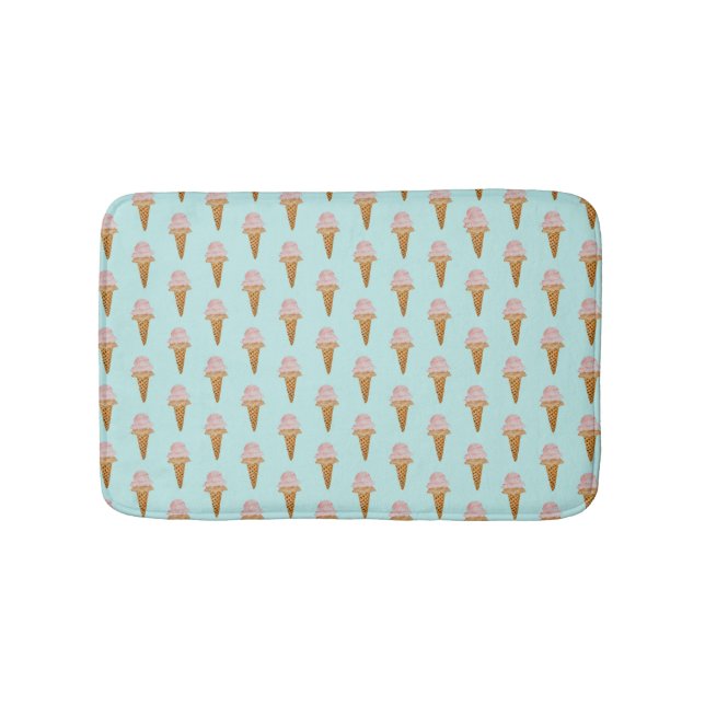 Watercolor Ice Cream Bath Mat (turquoise) (Front)