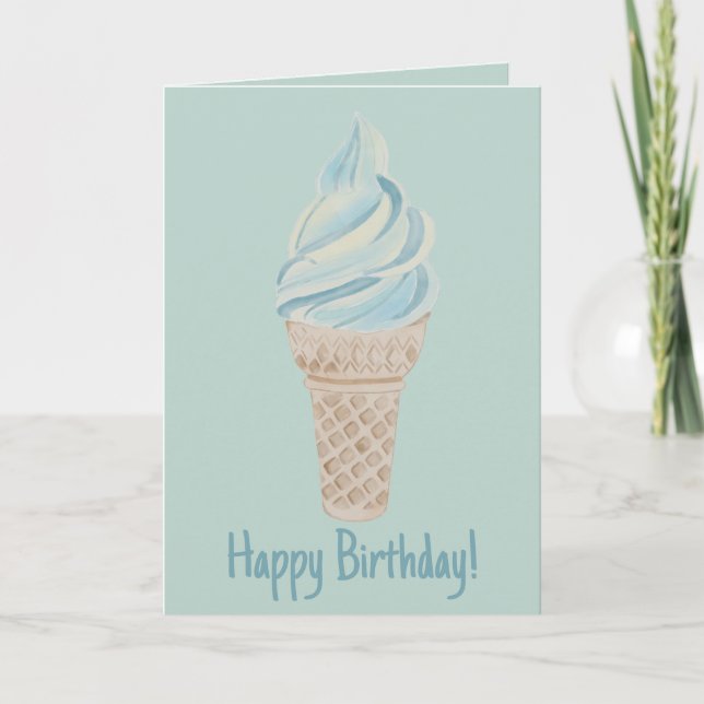 Watercolor Ice Cream Birthday Card (Front)