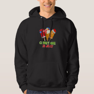 Watercolor Ice Cream Christmas In July Summer Vaca Hoodie