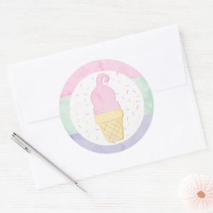 Watercolor Ice Cream Cone Sprinkles Envelope Seal
