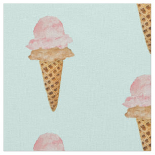 Watercolor Ice Cream Fabric (turquoise)