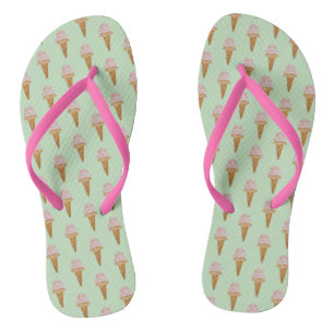 Watercolor Ice Cream Flip Flops (mint green)