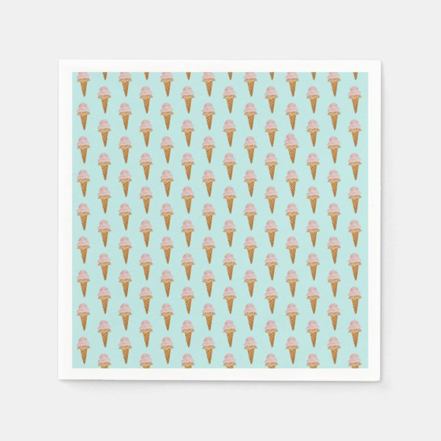 Watercolor Ice Cream Paper Napkins (turquoise) (Front)