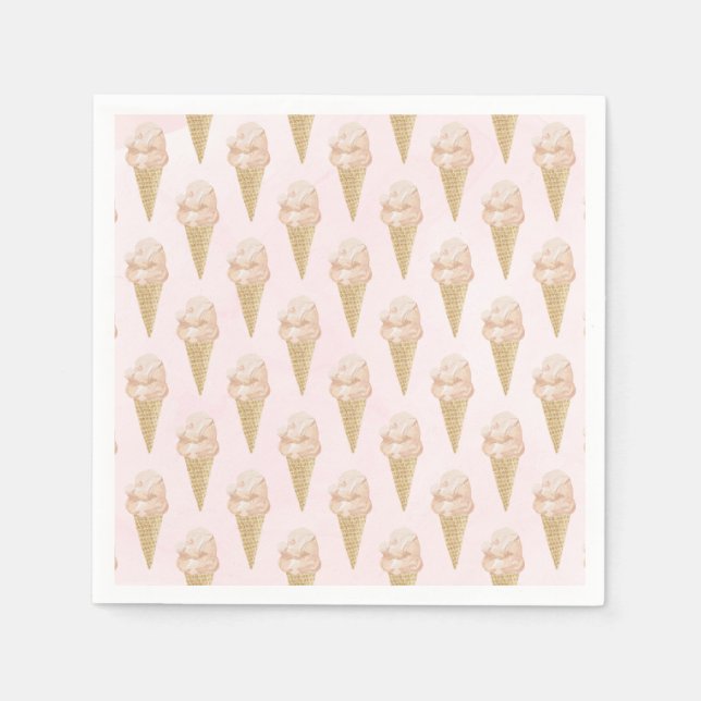 Watercolor Ice Cream Pattern Summer Napkin (Front)