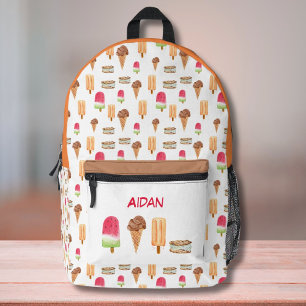Watercolor Ice Cream & Popsicles Personalized  Printed Backpack